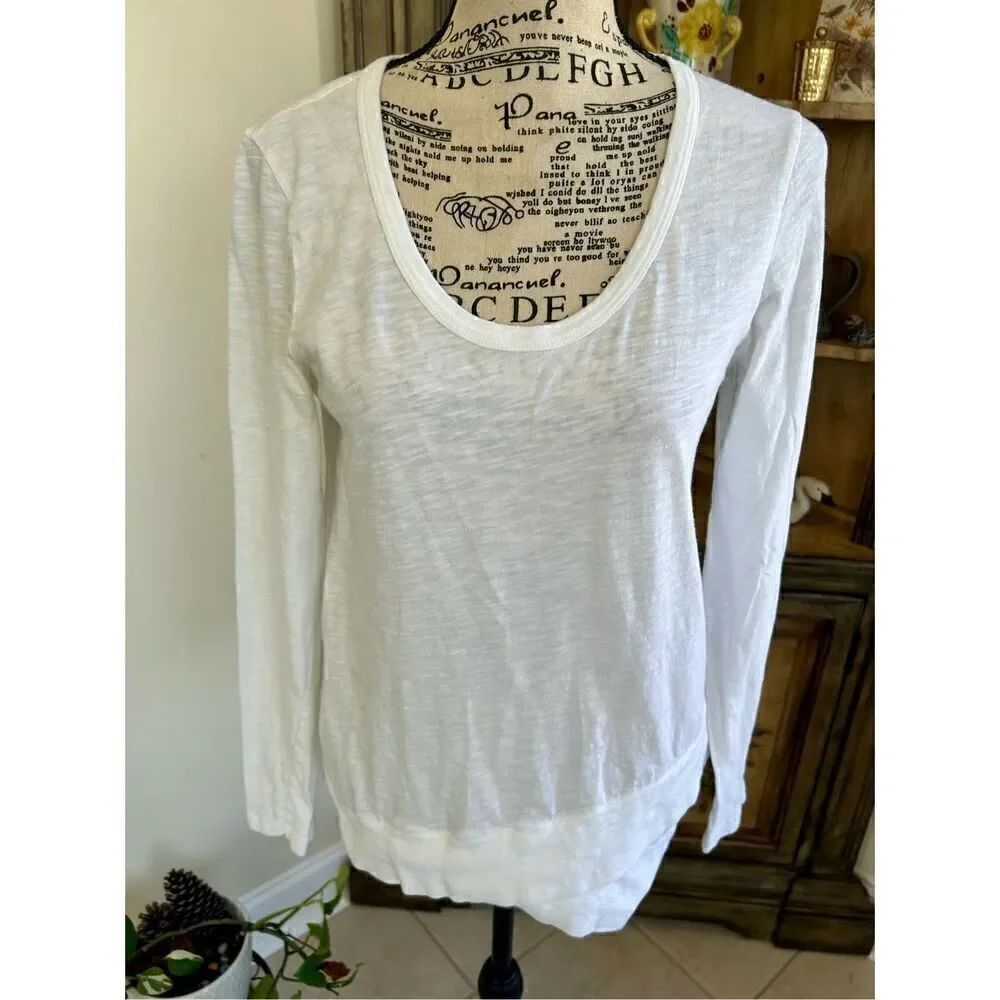 Sundance White Cotton Long Sleeve Tee